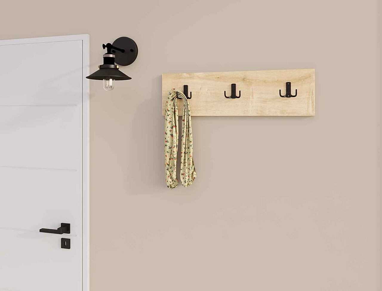 Cuier de perete, Hanah Home, Üçlü, 36x12x1.8 cm, Maro - imagine 4